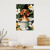 Dachshund In Bathtub Poster, Funny Dog Poster ポスター (キッチン)