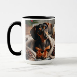 Dachshund in Blanket Christmas Coffee Mug Cup マグカップ