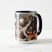 Dachshund in Blanket Christmas Coffee Mug Cup マグカップ (正面右)