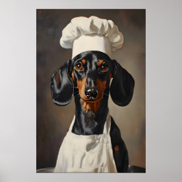 Dachshund In Chefs Hat Poster, Pet Poster ポスター