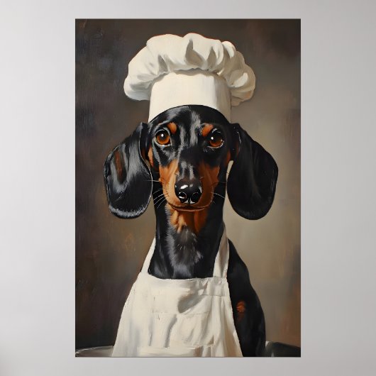 Dachshund In Chefs Hat Poster, Pet Poster ポスター (正面)
