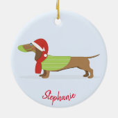 Dachshund in Face Mask Christmas 2020 セラミックオーナメント (裏面)