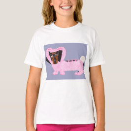 Dachshund In Fuzzy Pink Bunny Suit Tシャツ