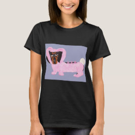 Dachshund In Fuzzy Pink Bunny Suit Tシャツ