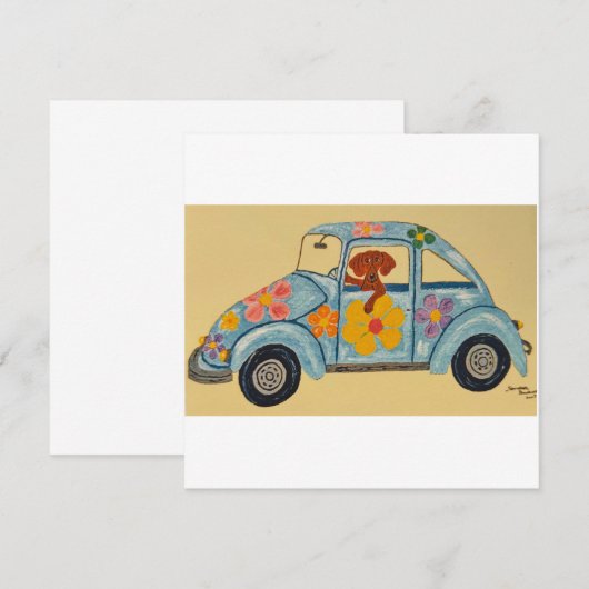 Dachshund in Hippie car (正面/裏面)