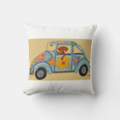 Dachshund in Hippie car クッション (正面)