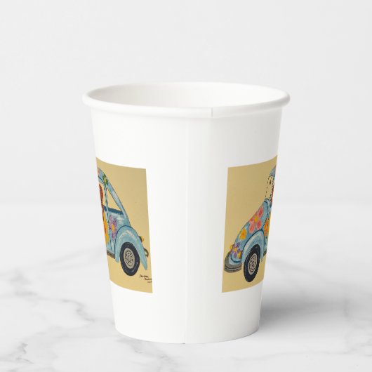 Dachshund in Hippie Car Paper Cups 紙コップ (右)