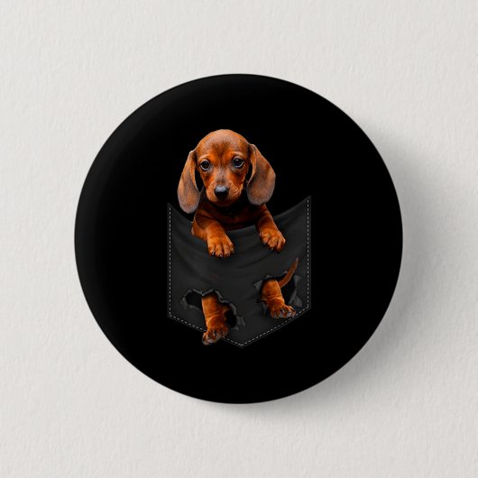 Dachshund In My Cket  缶バッジ (正面)