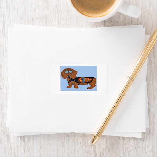 Dachshund in Racing Jacket ラベル (インサイチュ)