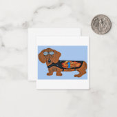 Dachshund in Racing Jacket Flat Note Card ノートカード (正面/裏面インサイチュ)