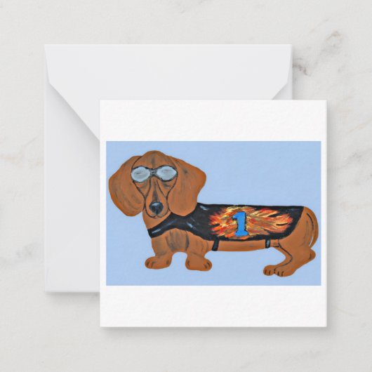 Dachshund in Racing Jacket Folded Note Card ノートカード (正面)