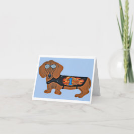 Dachshund in Racing Jacket Folded Note Card ノートカード