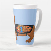 Dachshund in Racing Jacket Mug カフェラテマグ (右アングル)