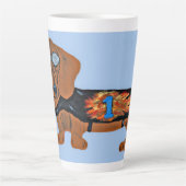 Dachshund in Racing Jacket Mug カフェラテマグ (正面)