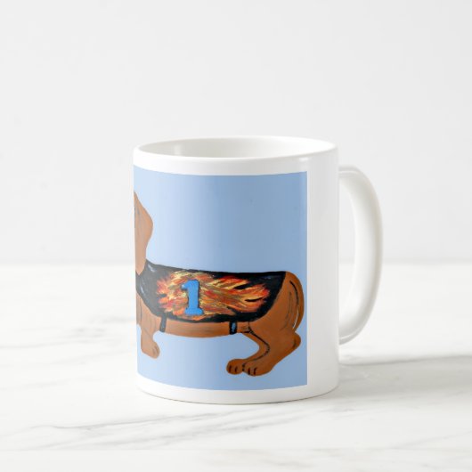 Dachshund in Racing Jacket Mug コーヒーマグカップ (正面右)