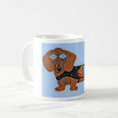 Dachshund in Racing Jacket Mug コーヒーマグカップ (正面左)