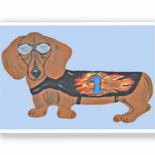 Dachshund in Racing Jacket Sticker シール (正面)