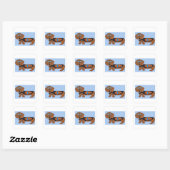 Dachshund in Racing Jacket Sticker スクエアシール (シート)
