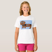 Dachshund in Racing Jacket T-Shirt Tシャツ (正面フル)