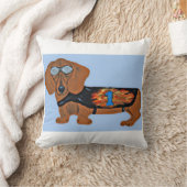 Dachshund in Racing Jacket Throw Pillow クッション (ブランケット)