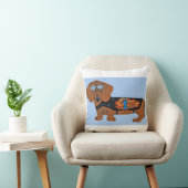 Dachshund in Racing Jacket Throw Pillow クッション (椅子)