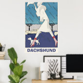 Dachshund in Rain Poster ポスター (ホームオフィス)