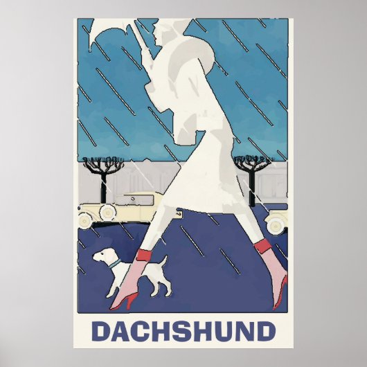 Dachshund in Rain Poster ポスター (正面)