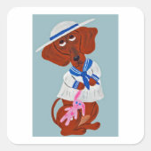 Dachshund in Sailor Suit スクエアシール (正面)