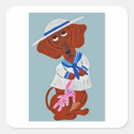 Dachshund in Sailor Suit スクエアシール