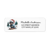 Dachshund in Santa Hat Christmas Return Address    ラベル (正面)