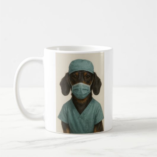 Dachshund in Scrubs コーヒーマグカップ (左)