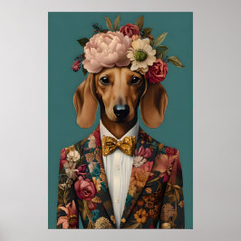 Dachshund In Suit Poster, Dachshund Portrait ポスター