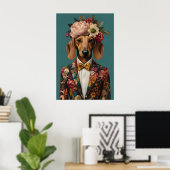 Dachshund In Suit Poster, Dachshund Portrait ポスター (ホームオフィス)