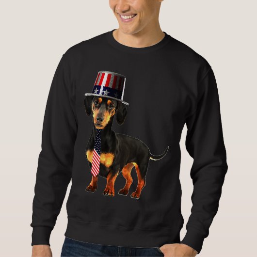 Dachshund In Top Hat And Tie スウェットシャツ (正面)