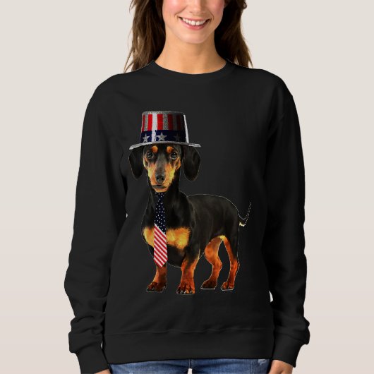 Dachshund In Top Hat And Tie スウェットシャツ (正面)
