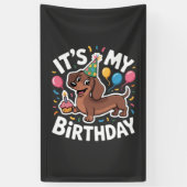 Dachshund It's My Birthday 横断幕 (縦)