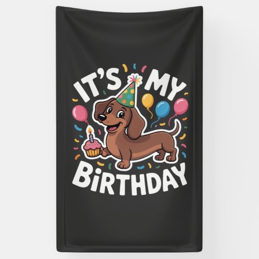 Dachshund It's My Birthday 横断幕 (縦)