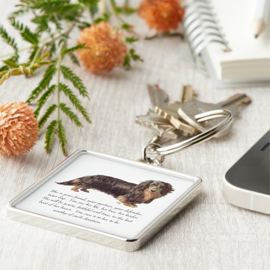 Dachshund Keepsake – 女性 キーホルダー (側面)