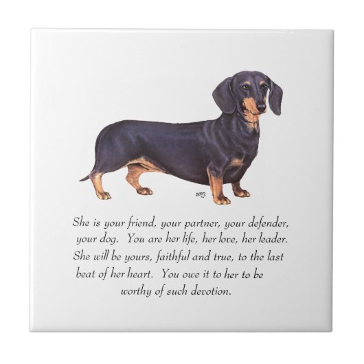 Dachshund Keepsake – 女性 タイル (正面)