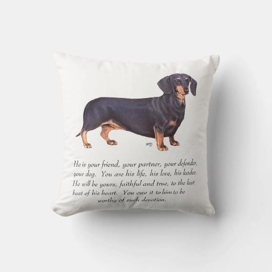 Dachshund Keepsake – 男性 クッション (正面)