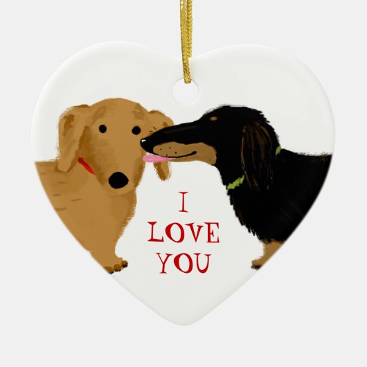 Dachshund Kiss Cute Wiener Dogs Love | Custom セラミックオーナメント (正面)