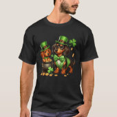 Dachshund Leprechaun St Patricks Day Shamrock Kids Tシャツ (正面)