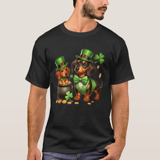 Dachshund Leprechaun St Patricks Day Shamrock Kids Tシャツ (正面)