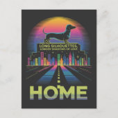 Dachshund Long Silhouettes, Longer Shadows Of Love シーズンポストカード (正面)