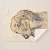 Dachshund (Longhaired) Painting - Original Dog Art シェルパブランケット (正面(横))