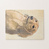 Dachshund (Longhaired) Painting - Original Dog Art ジグソーパズル (横)