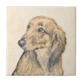 Dachshund (Longhaired) Painting - Original Dog Art タイル (正面)