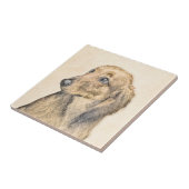 Dachshund (Longhaired) Painting - Original Dog Art タイル (側面)