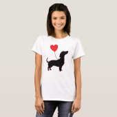 Dachshund Love Balloon Shirt – 甘いベビー版 Tシャツ (正面フル)