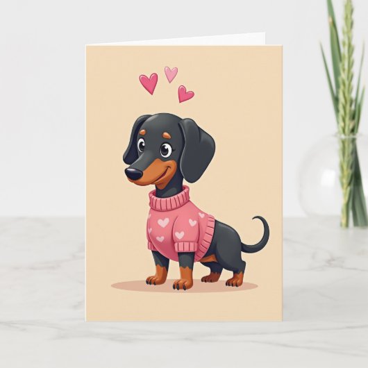 Dachshund Love Hearts Dog Card カード (正面)